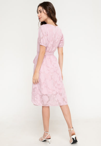 Krizia Overlap Drape Special Fbric Midi Dress