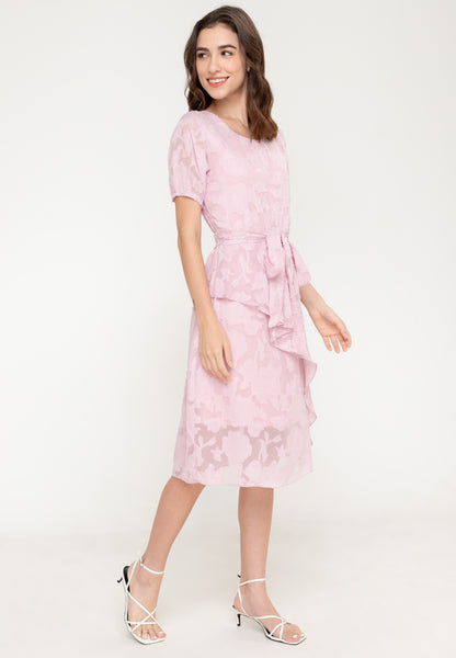 Krizia Overlap Drape Special Fbric Midi Dress