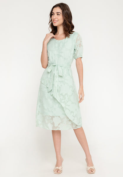 Krizia Overlap Drape Special Fbric Midi Dress