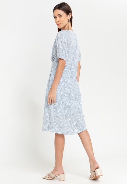 Krizia Printed Tie Waist Button Down Midi Dress