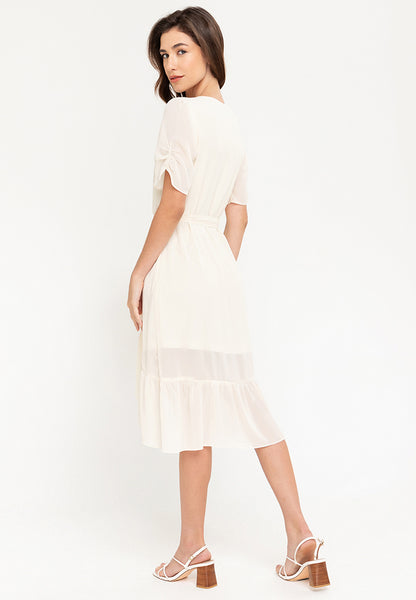 Krizia Wrap Frill Hem Midi Dress
