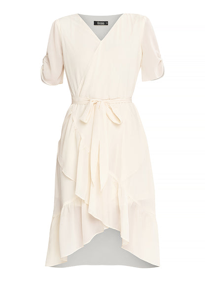 Krizia Wrap Frill Hem Midi Dress