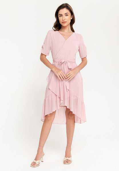 Krizia Wrap Frill Hem Midi Dress