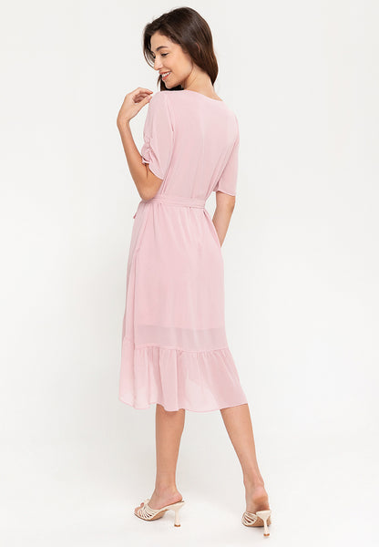 Krizia Wrap Frill Hem Midi Dress