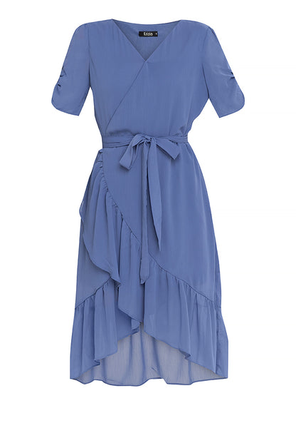 Krizia Wrap Frill Hem Midi Dress