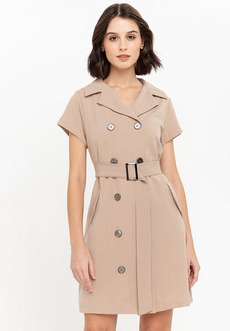 Krizia Double Breasted Trench Dress With Belt