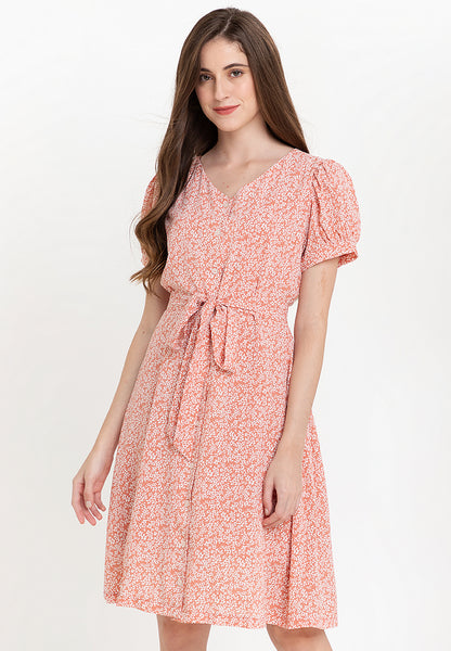 Krizia Printed Button Down Tie Front Dress