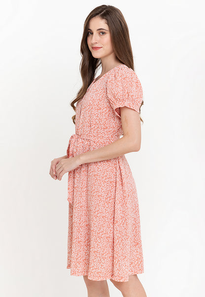 Krizia Printed Button Down Tie Front Dress