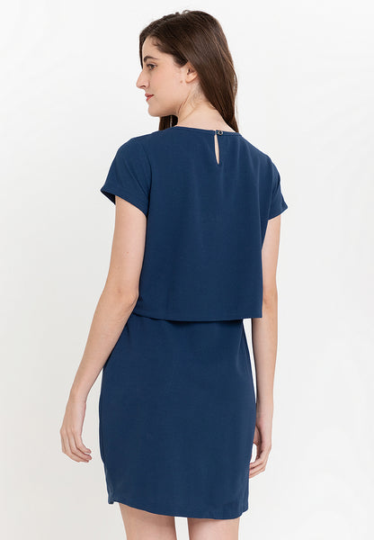 Krizia Cotton Knit Stretch Origami Dress with FREE Detachable Necklace