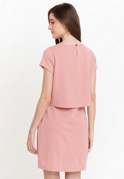 Krizia Cotton Knit Stretch Origami Dress with FREE Detachable Necklace