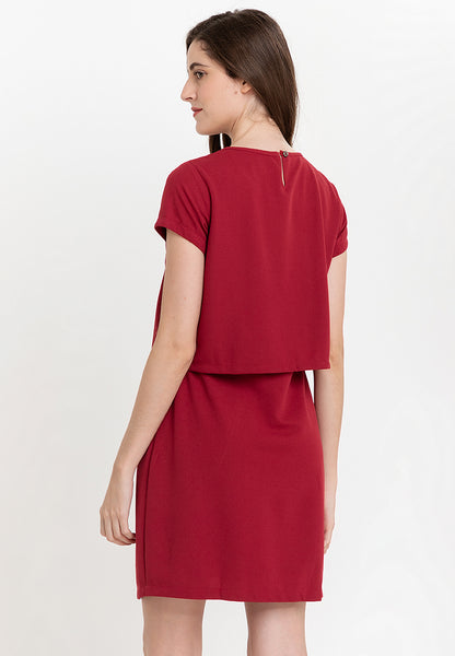 Krizia Cotton Knit Stretch Origami Dress with FREE Detachable Necklace