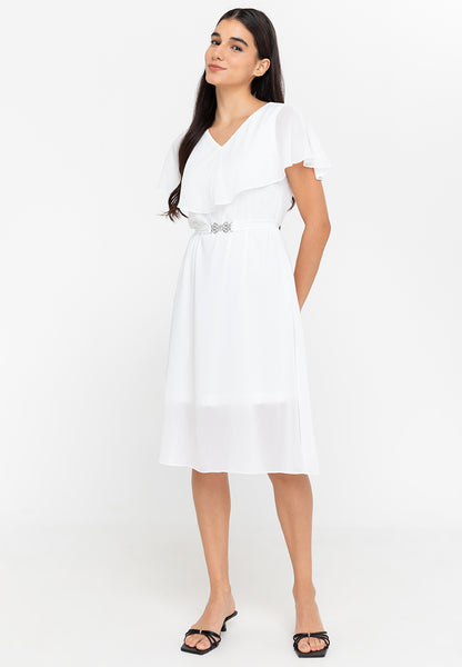 Krizia Capelet Midi Dress with Crystal Belt