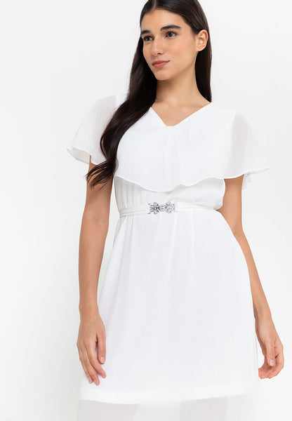 Krizia Capelet Midi Dress with Crystal Belt