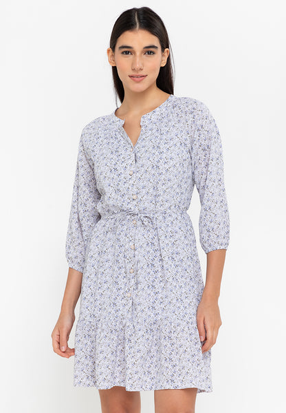 Krizia Button Down Long Sleeve Tiered Printed Dress