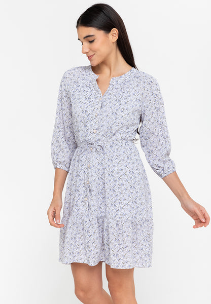 Krizia Button Down Long Sleeve Tiered Printed Dress