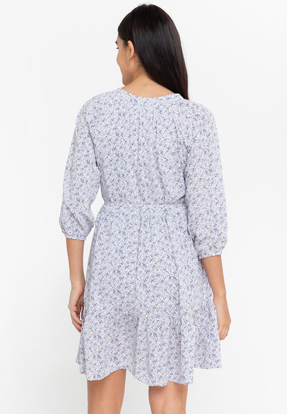 Krizia Button Down Long Sleeve Tiered Printed Dress