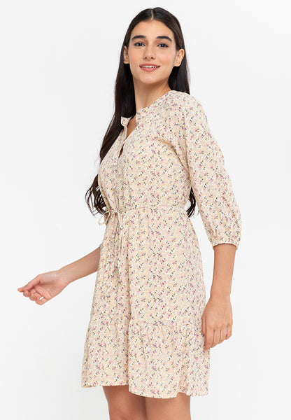 Krizia Button Down Long Sleeve Tiered Printed Dress