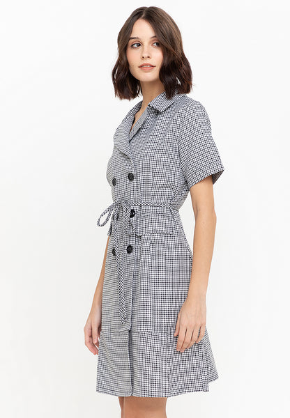 Krizia Tweed Pleated Hem Blazer Trench Dress