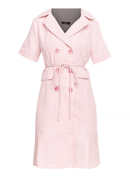 Krizia Tweed Pleated Hem Blazer Trench Dress