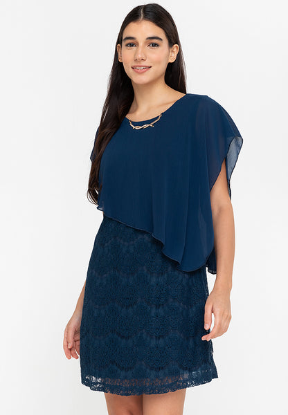 Krizia Overlay Lace Dress with Necklace