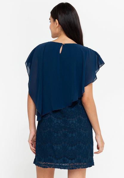 Krizia Overlay Lace Dress with Necklace