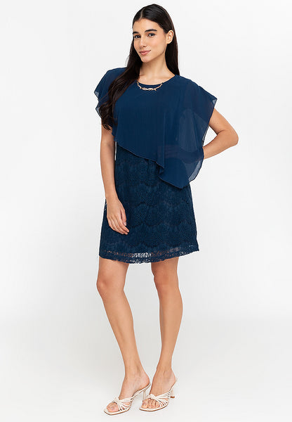 Krizia Overlay Lace Dress with Necklace