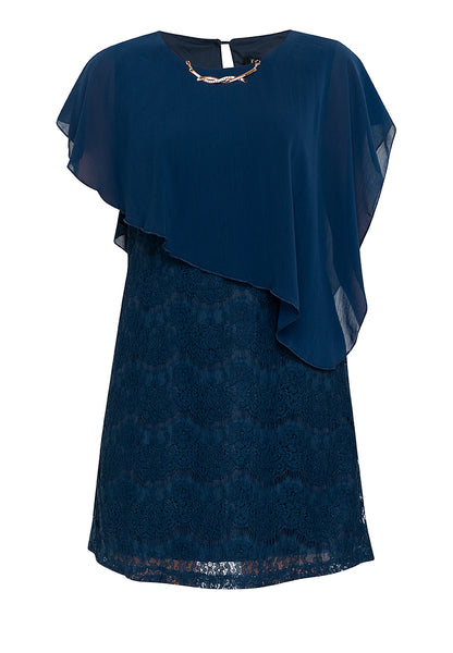 Krizia Overlay Lace Dress with Necklace