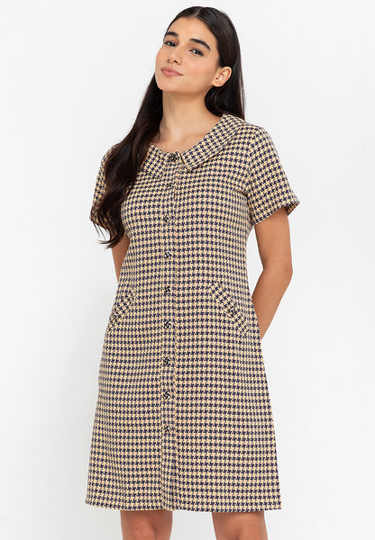 Krizia Collared Button Down Plaid Dress