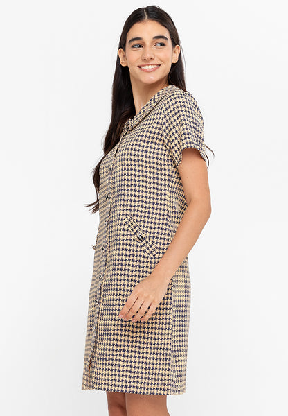 Krizia Collared Button Down Plaid Dress