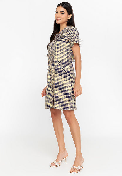 Krizia Collared Button Down Plaid Dress