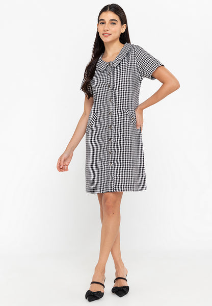 Krizia Collared Button Down Plaid Dress