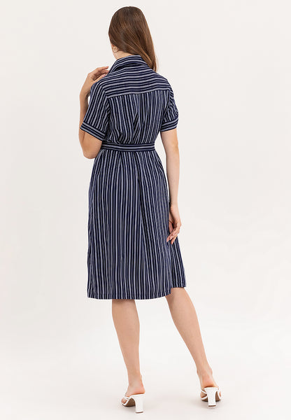 Krizia Button Down Belted Shirt Dress With Front Pocket