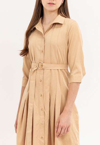 Krizia Button Down Tie Waist 3/4 Long Sleeve Dress