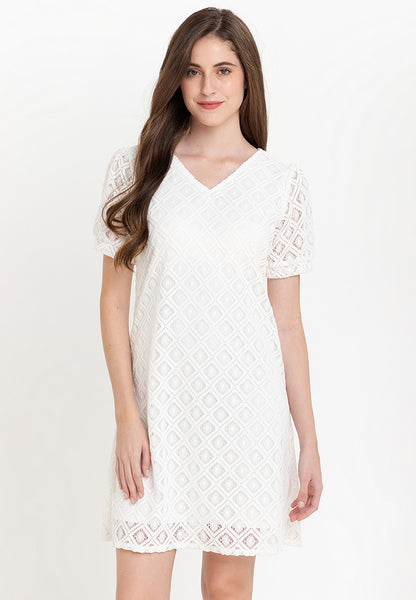 Krizia Geometric Cotton Lace Shift Dress