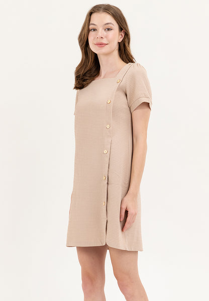 Krizia Cotton Waffled Squareneck Dress