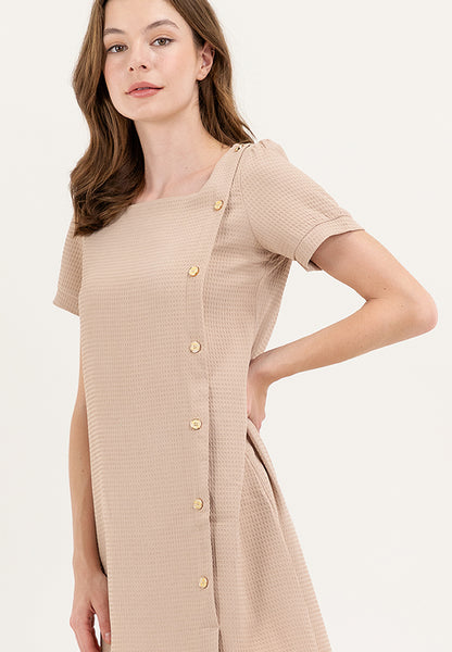 Krizia Cotton Waffled Squareneck Dress