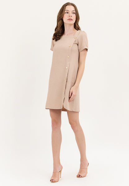 Krizia Cotton Waffled Squareneck Dress