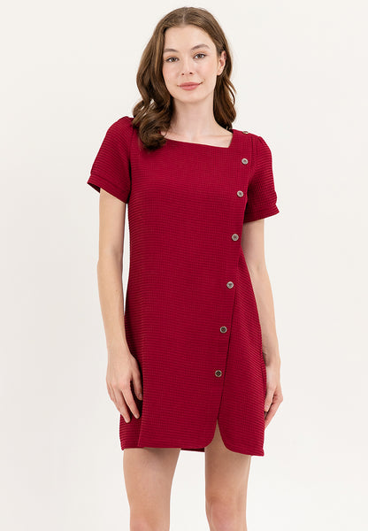 Krizia Cotton Waffled Squareneck Dress