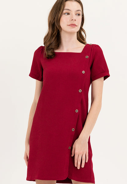 Krizia Cotton Waffled Squareneck Dress