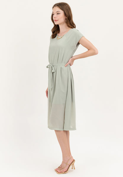 Krizia Midi Tie Waist Front Slit Dress