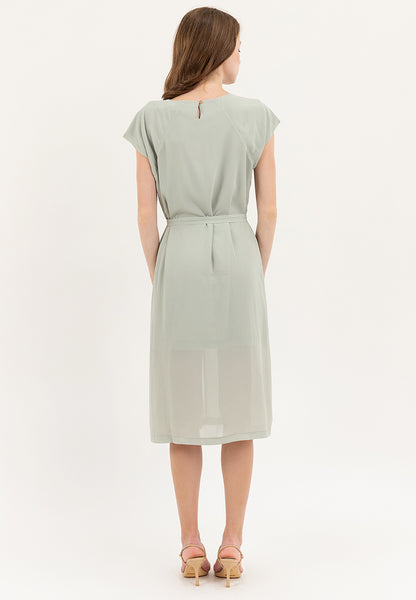 Krizia Midi Tie Waist Front Slit Dress