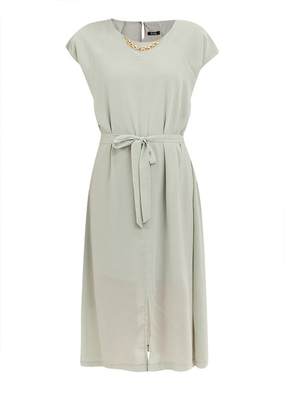 Krizia Midi Tie Waist Front Slit Dress