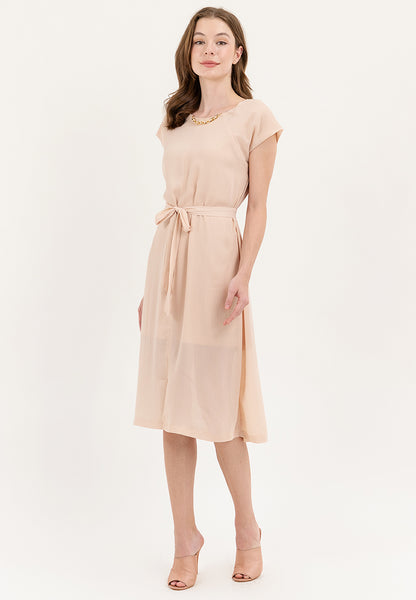 Krizia Midi Tie Waist Front Slit Dress