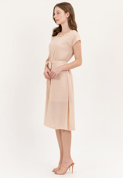 Krizia Midi Tie Waist Front Slit Dress