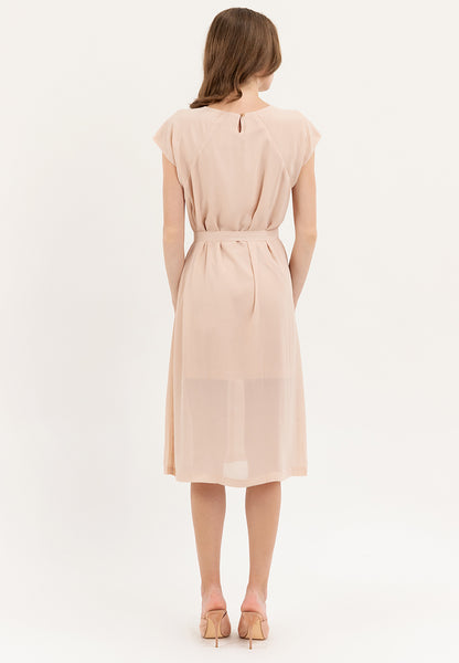 Krizia Midi Tie Waist Front Slit Dress