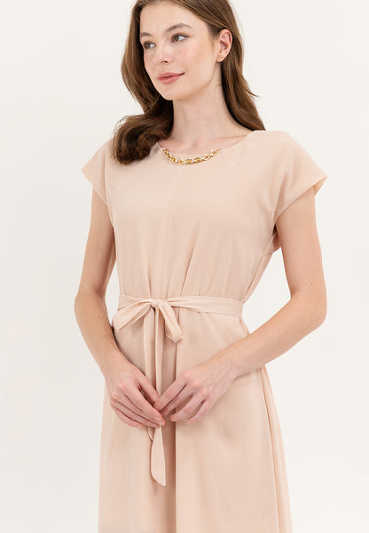 Krizia Midi Tie Waist Front Slit Dress