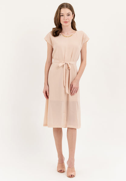 Krizia Midi Tie Waist Front Slit Dress