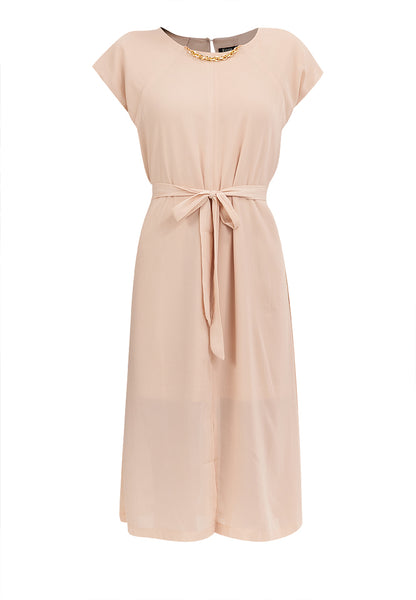 Krizia Midi Tie Waist Front Slit Dress