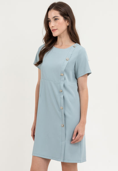 Krizia Round Neck Side Button Dress