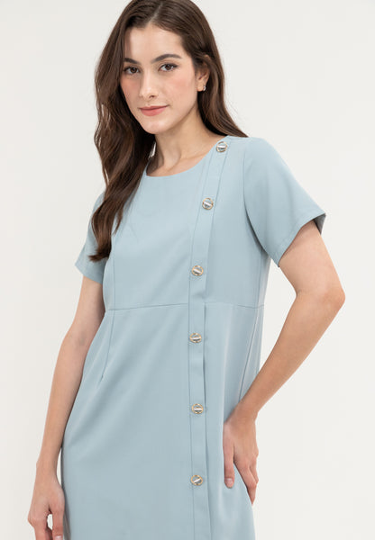 Krizia Round Neck Side Button Dress